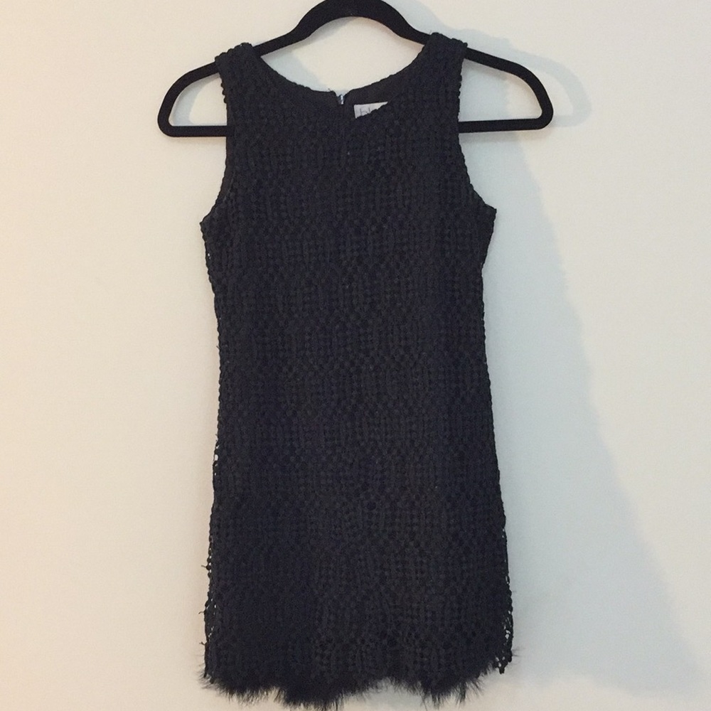 Kids lace feathered black dress